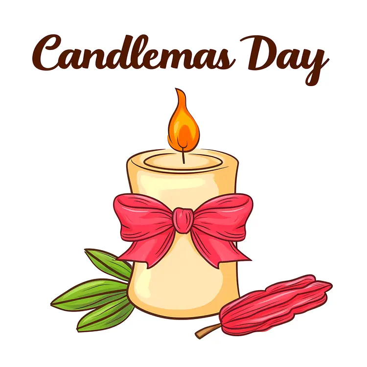 Candle with Pink Bow for Candlemas Day