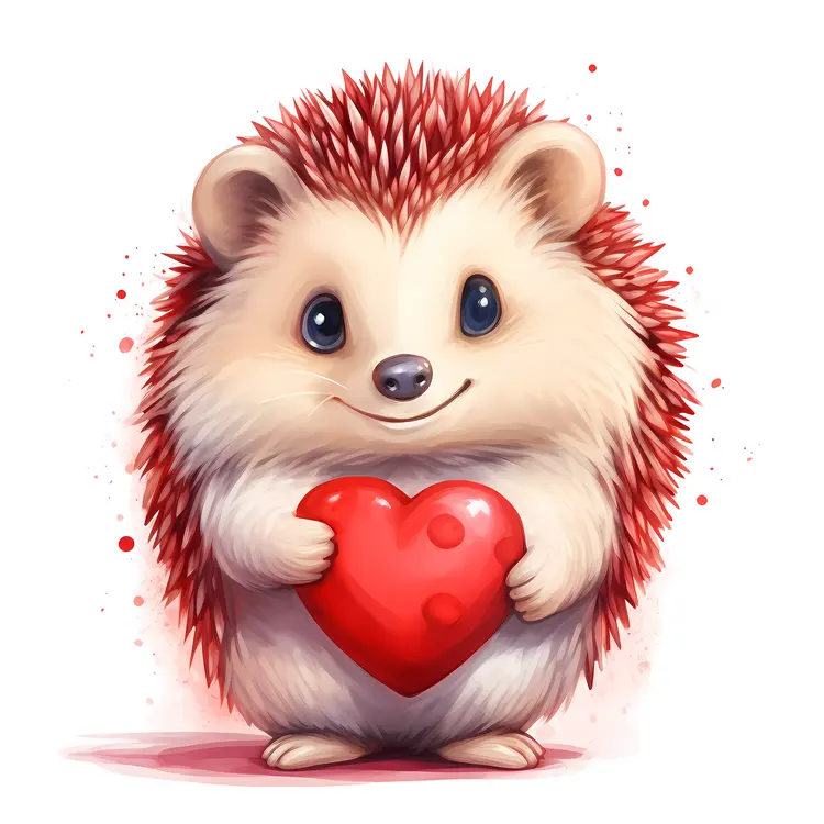 Hedgehog with Red Heart