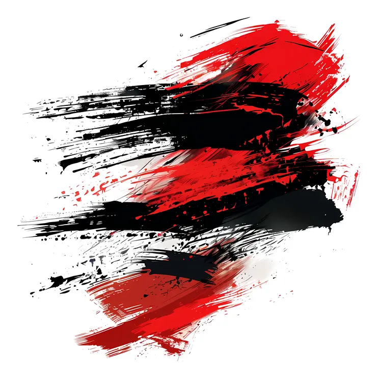 Red and Black Brush Strokes Abstract Art