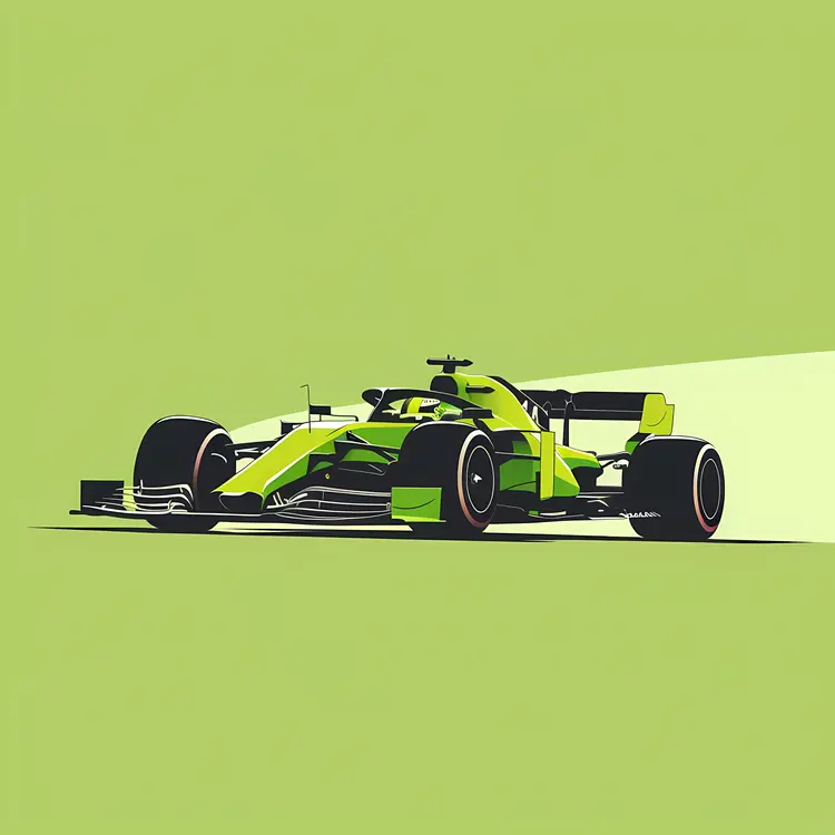 Green Formula 1 Car in Action