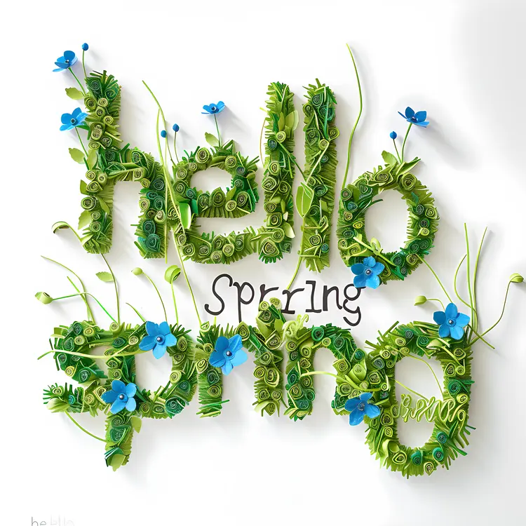 Hello Spring with Greenery and Flowers