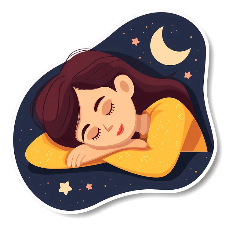 Cute Sleeping Girl Under the Night Sky