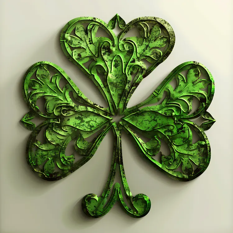 Green Clover with Ornate Pattern