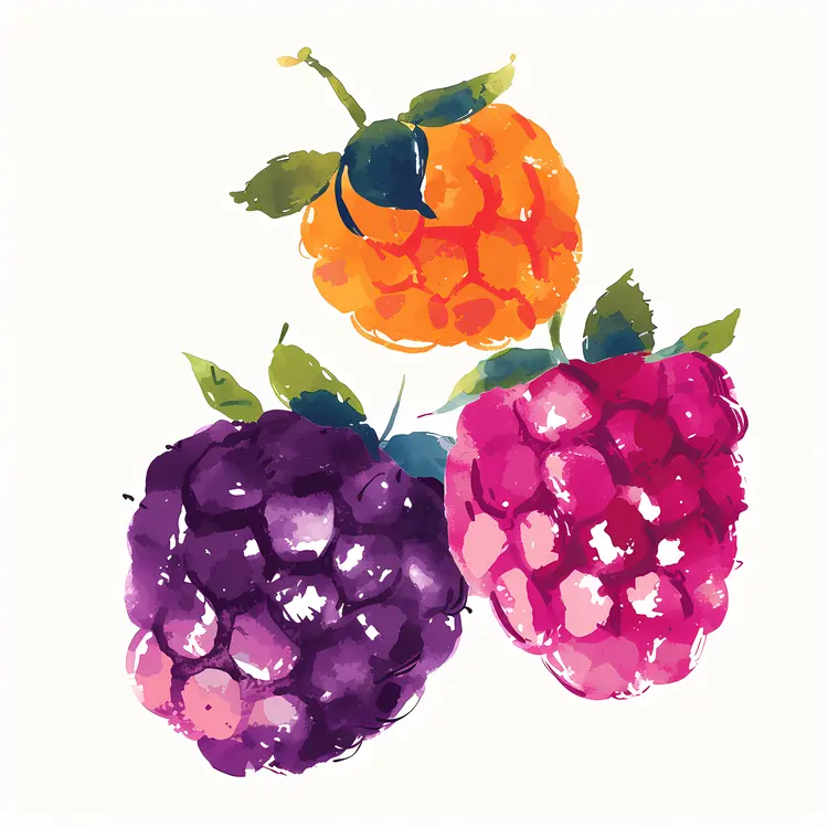 Colorful Berries in Watercolor Art