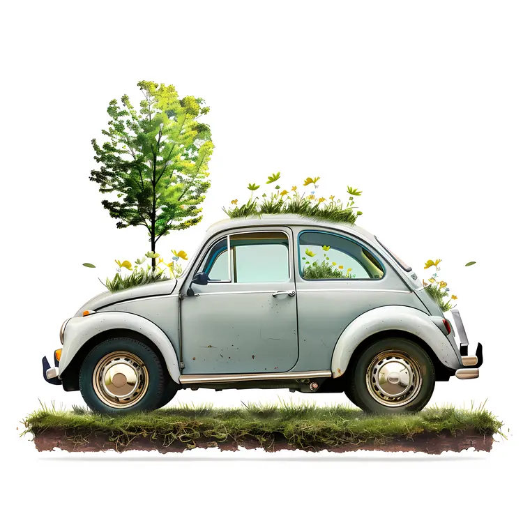Vintage Car with Greenery
