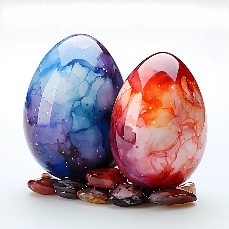 Pair of Marbled Painted Easter Eggs