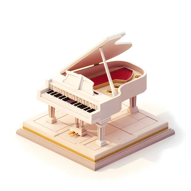 White Grand Piano on a Platform