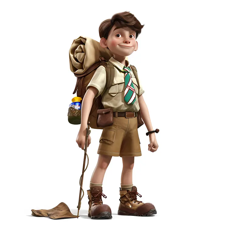 Cartoon Boy Scout with Backpack