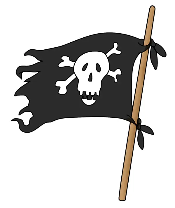 Tattered Pirate Flag with Skull and Crossbones