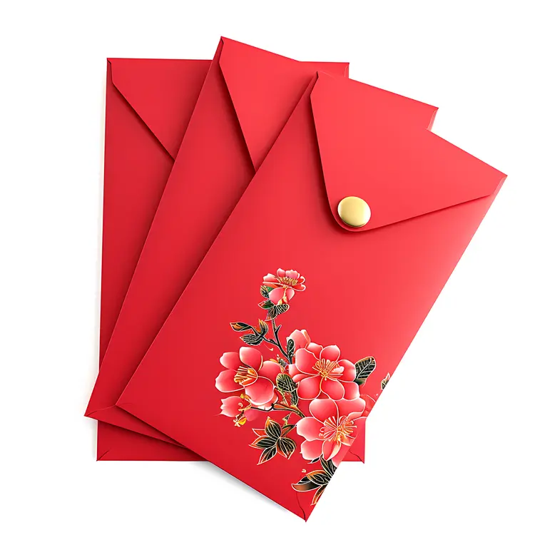 Red Envelopes with Floral Design
