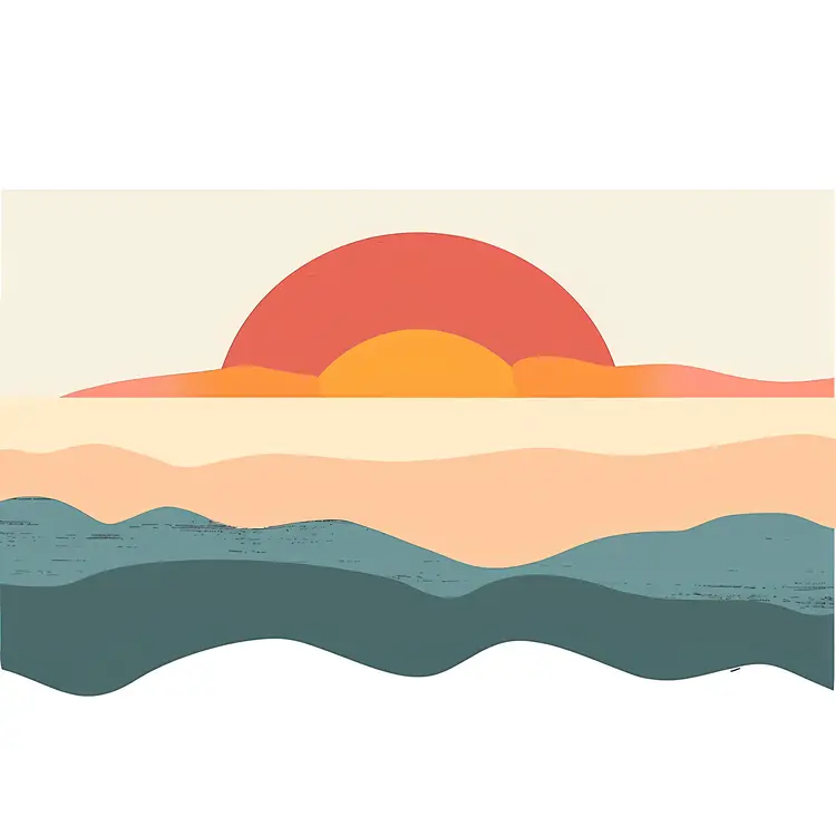 Sunset Over Waves