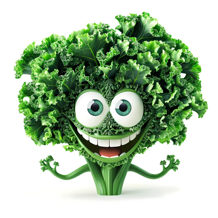 Smiling Green Broccoli Cartoon Character