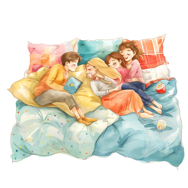 Family Reading on Bed
