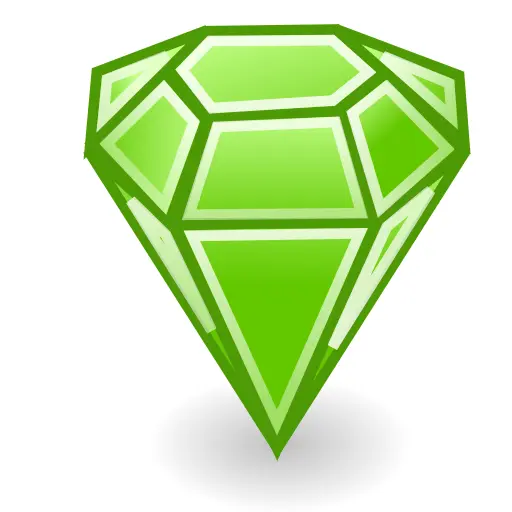Shiny Green Faceted Diamond