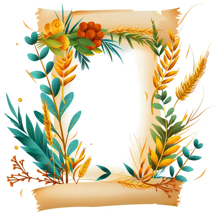 Autumn Themed Frame with Wheat