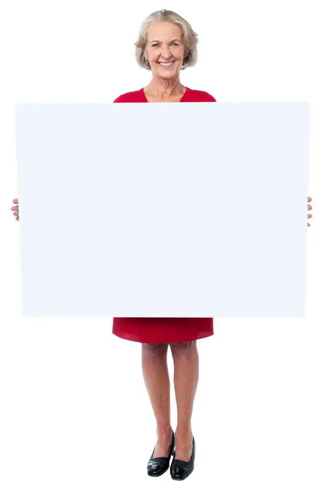 Elderly Woman Holding Blank Sign