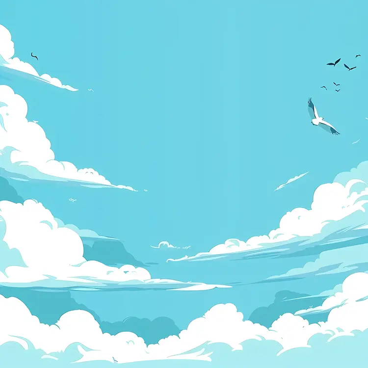 Blue Sky with Birds Illustration