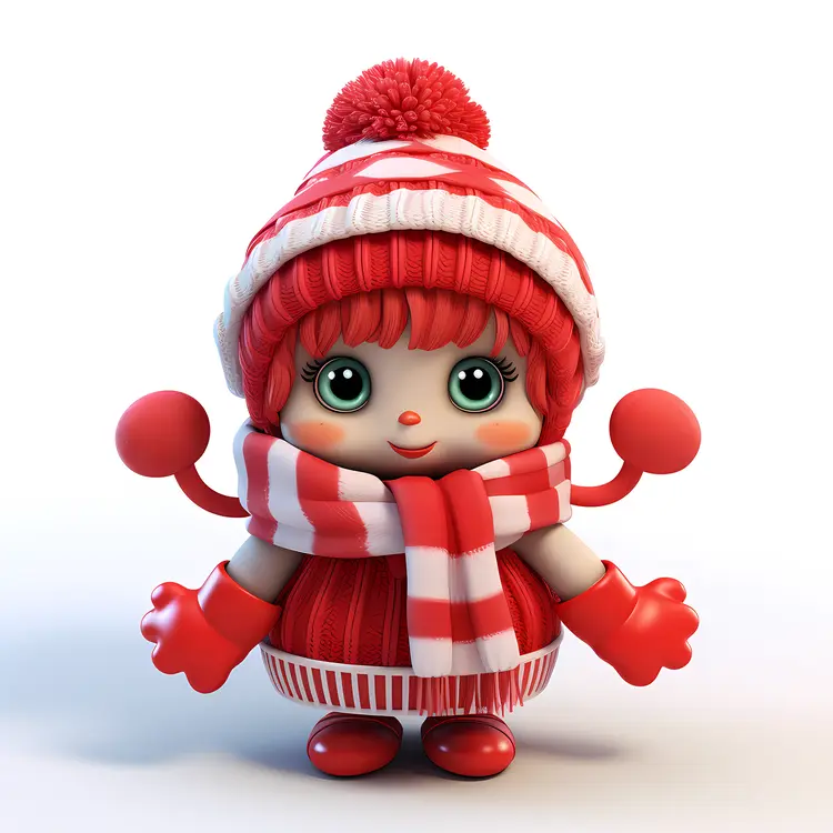 Cute Red and White Winter Doll