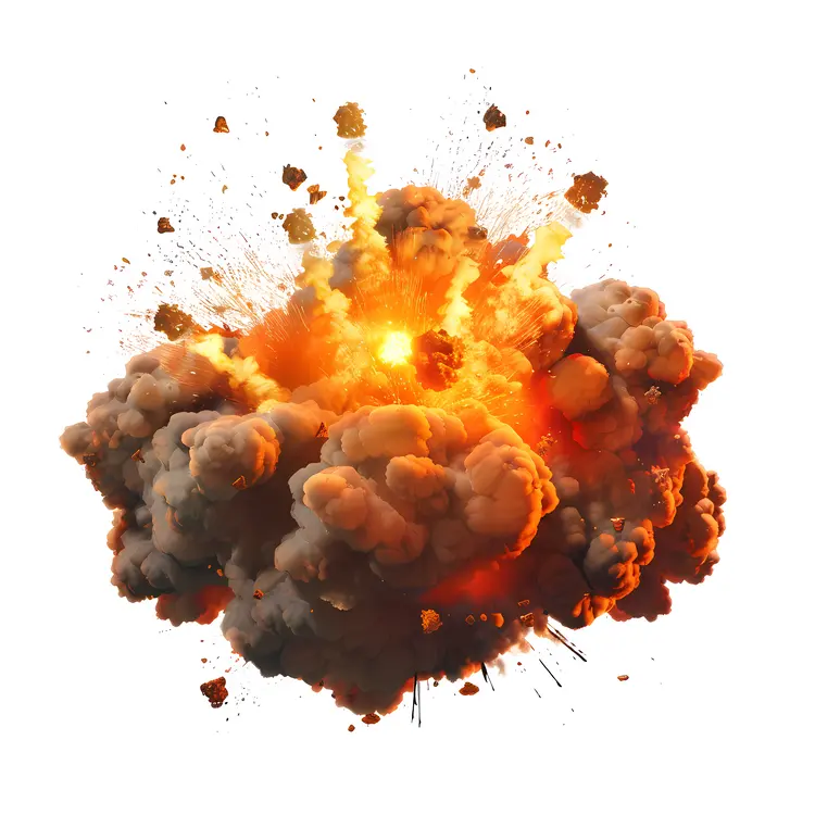 Powerful Explosion with Fiery Blast