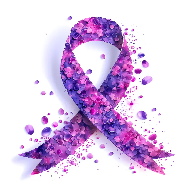 Purple Awareness Ribbon with Flowers