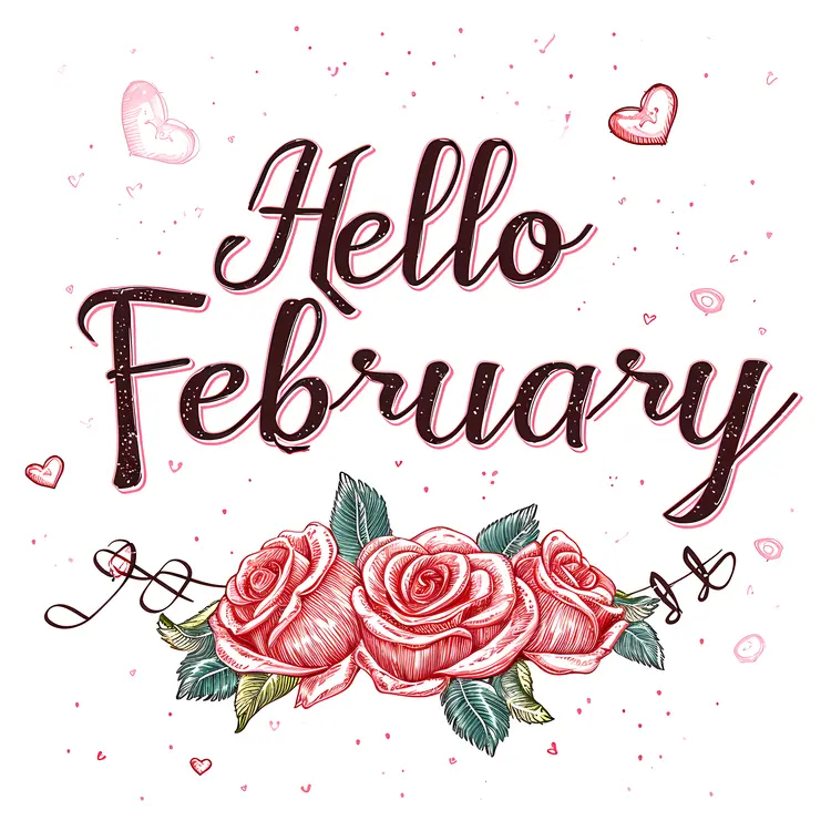 Hello February with Roses and Hearts