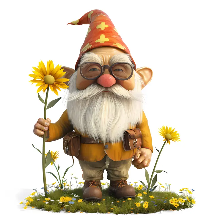 Garden Gnome with Flower