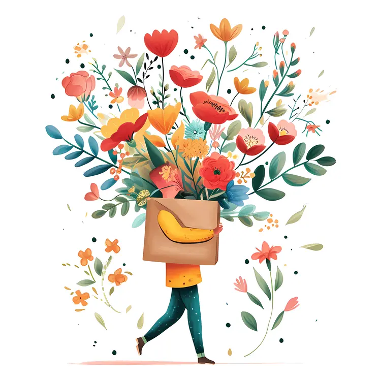 Person Holding a Bouquet of Flowers