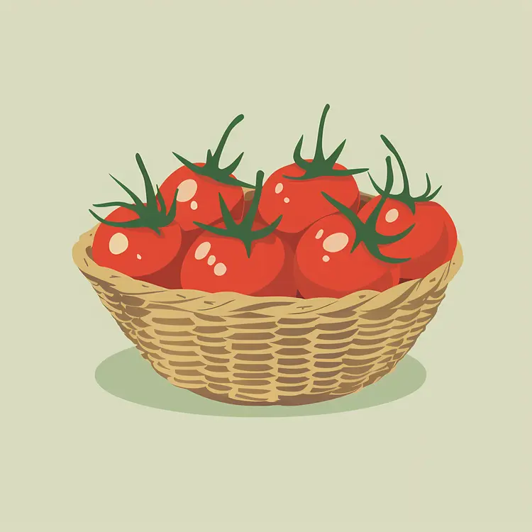 Fresh Red Tomatoes in a Basket