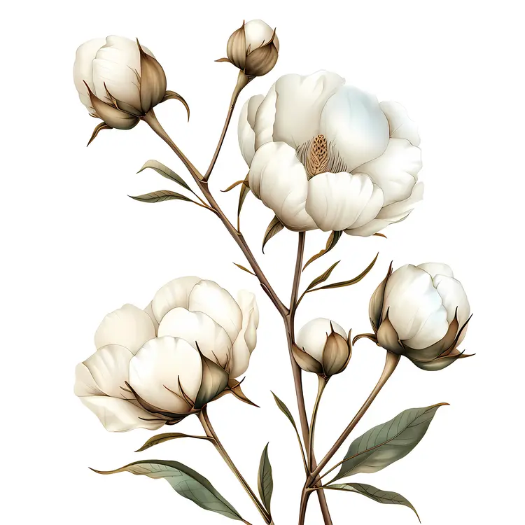 Cotton Plant with Bolls