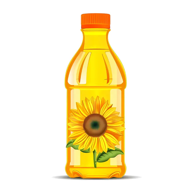 Sunflower and Oil Bottle Illustration