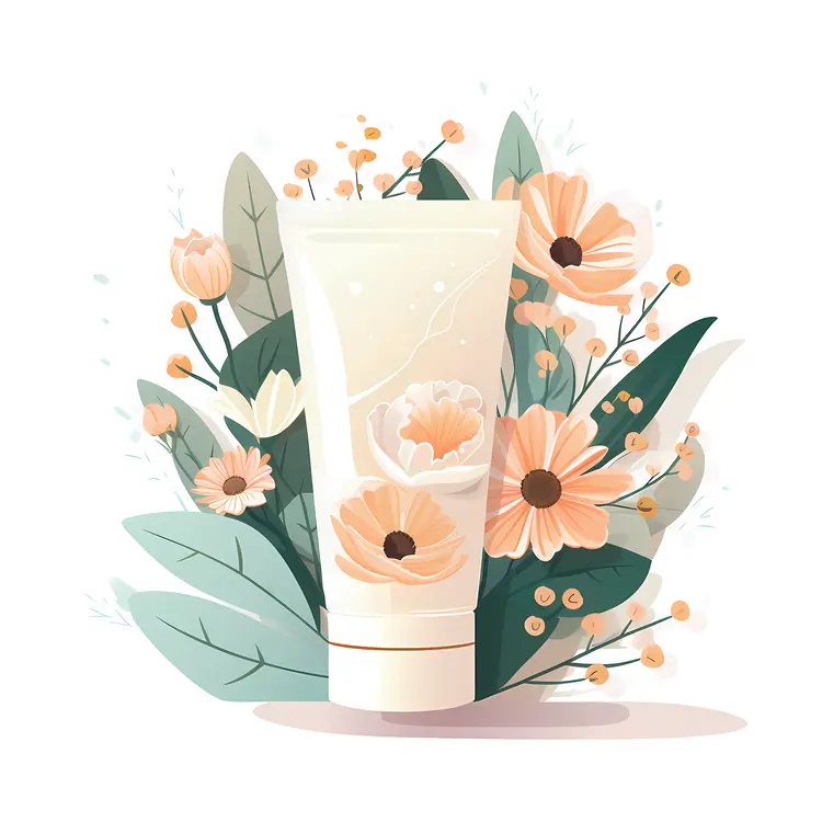 Cream Tube with Flowers