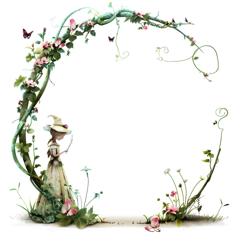 Lady in Floral Arch Illustration