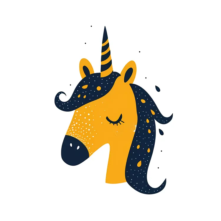 Yellow Unicorn with Blue Mane