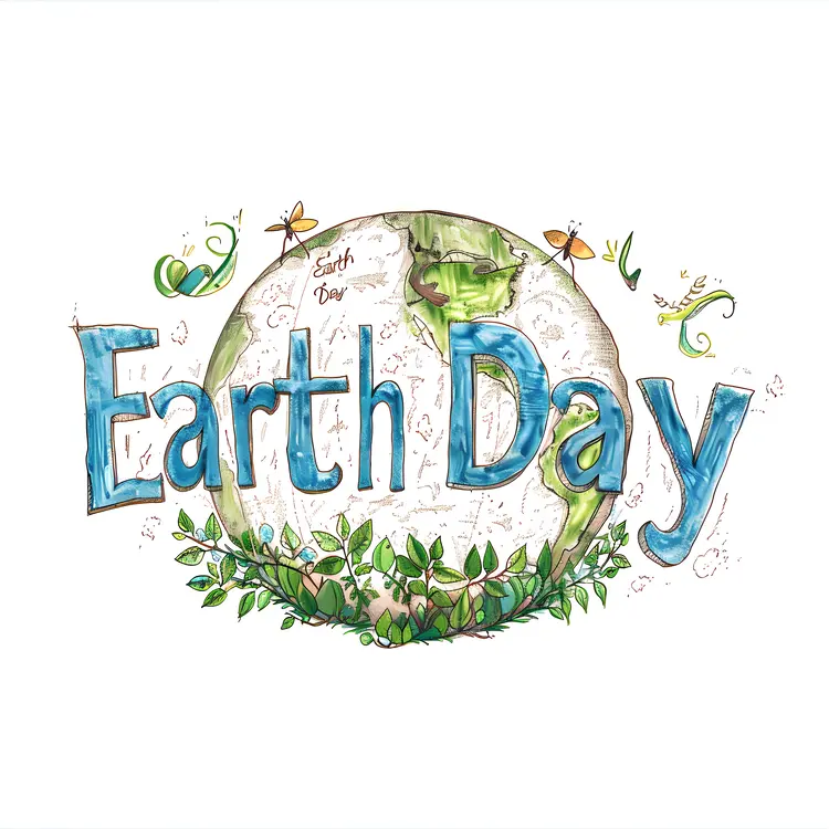 Earth Day with Globe and Plants