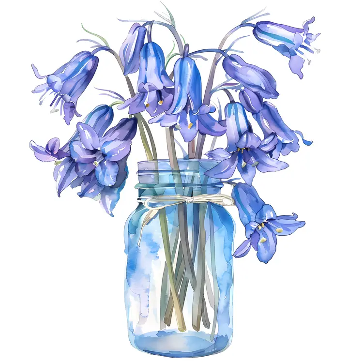 Blue Flowers in Jar