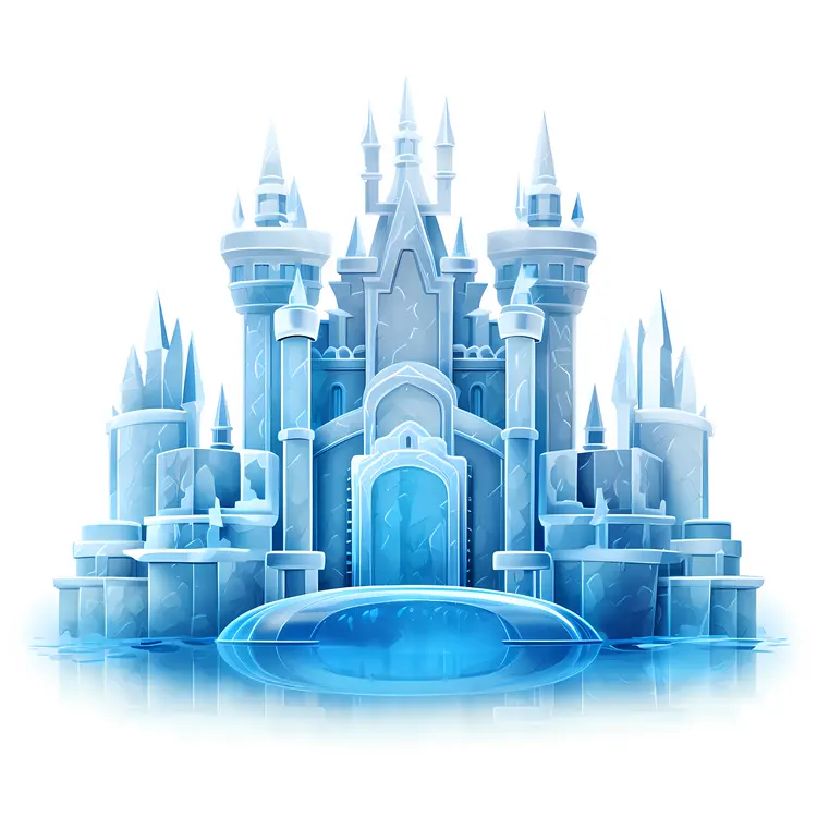 Enchanting Ice Castle with Frozen Moat