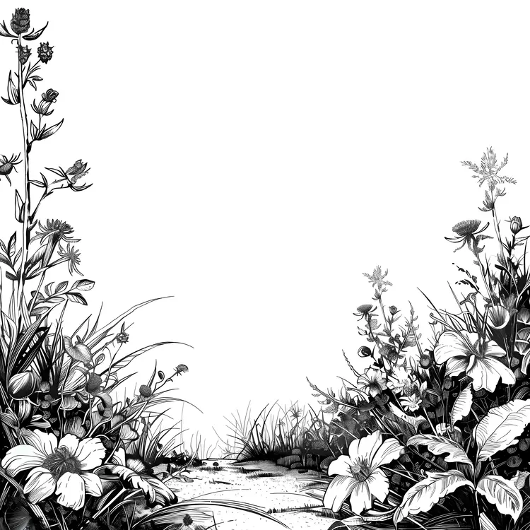 Black and White Flower Illustration