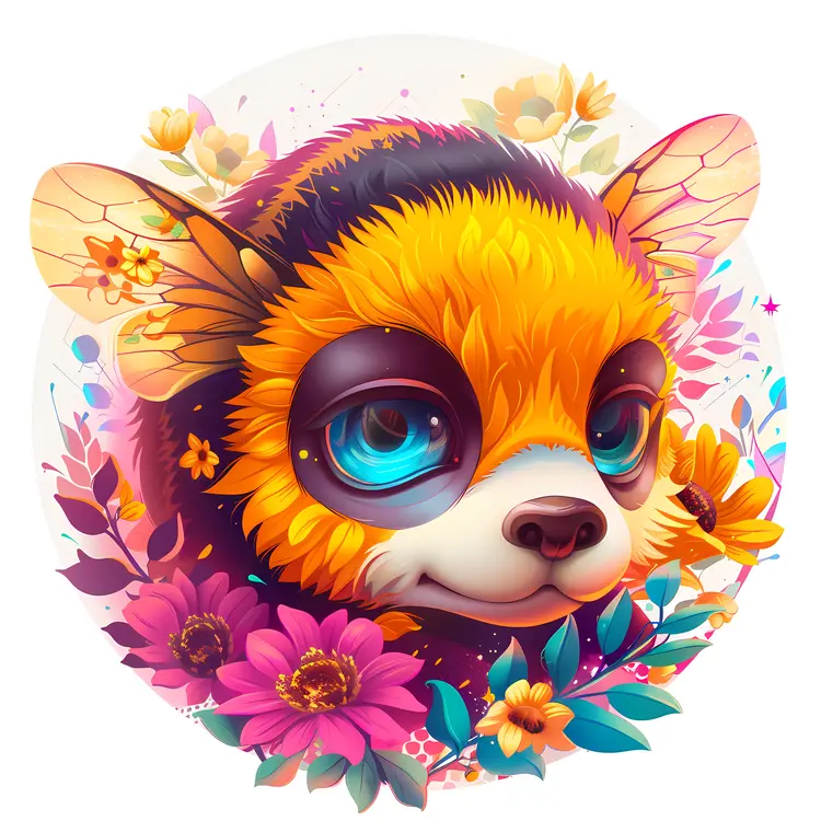 Cute Animal with Flowers