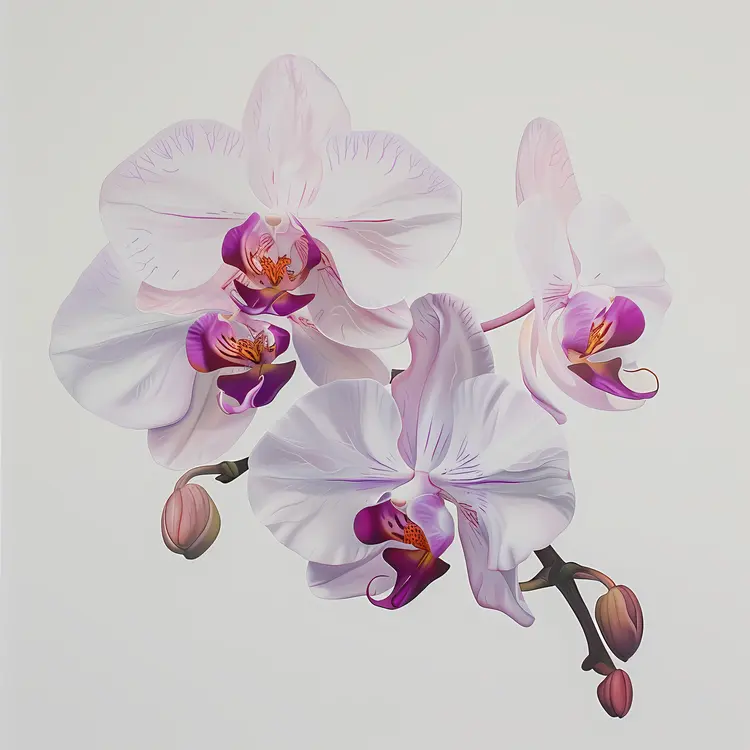 White and Purple Orchids in Bloom
