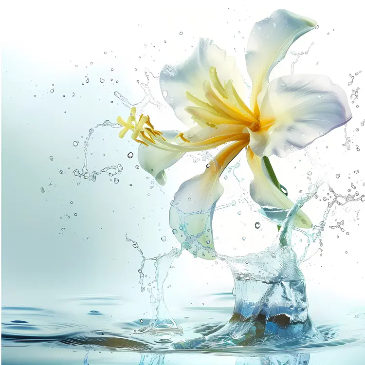 White Lily with Water Splash