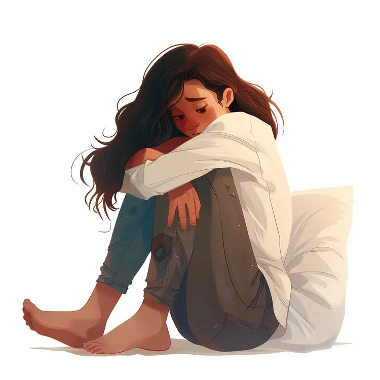 Woman Sitting Alone and Upset