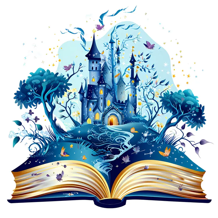 Enchanted Castle Emerging from a Book