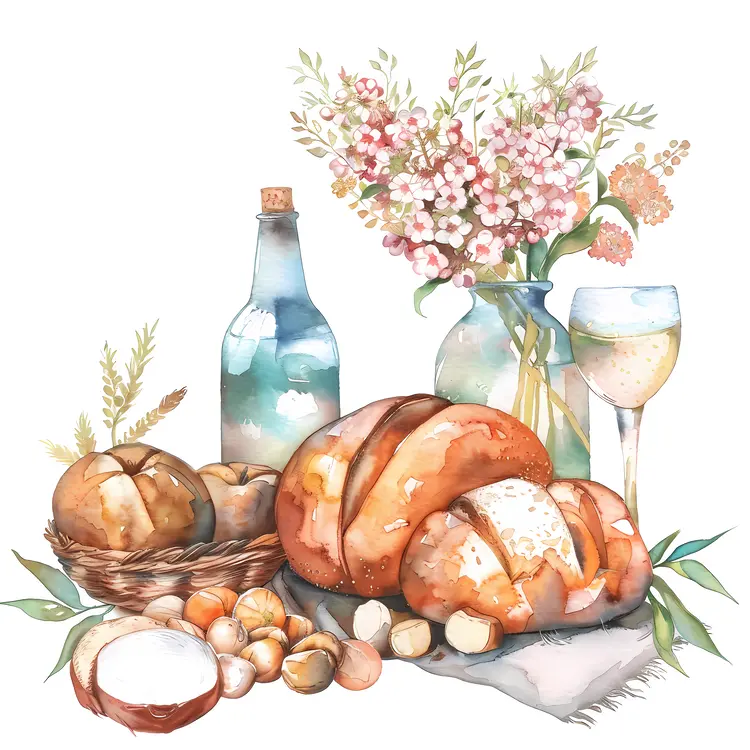 Bread and Wine with Fruits