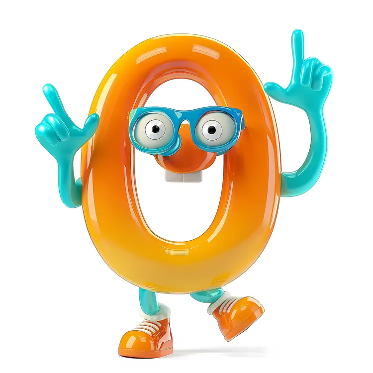 Orange O Alphabet Character with Glasses