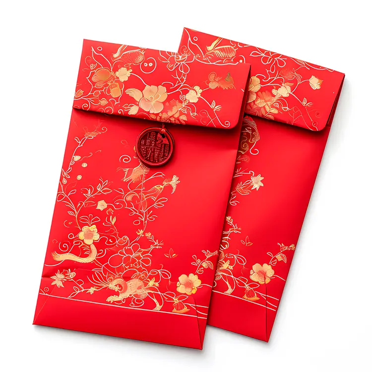 Red Envelopes with Floral Pattern for Chinese New Year