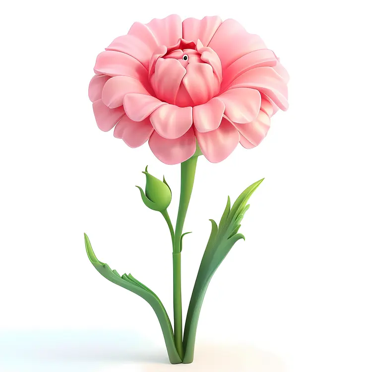 Blooming Pink Flower Cartoon