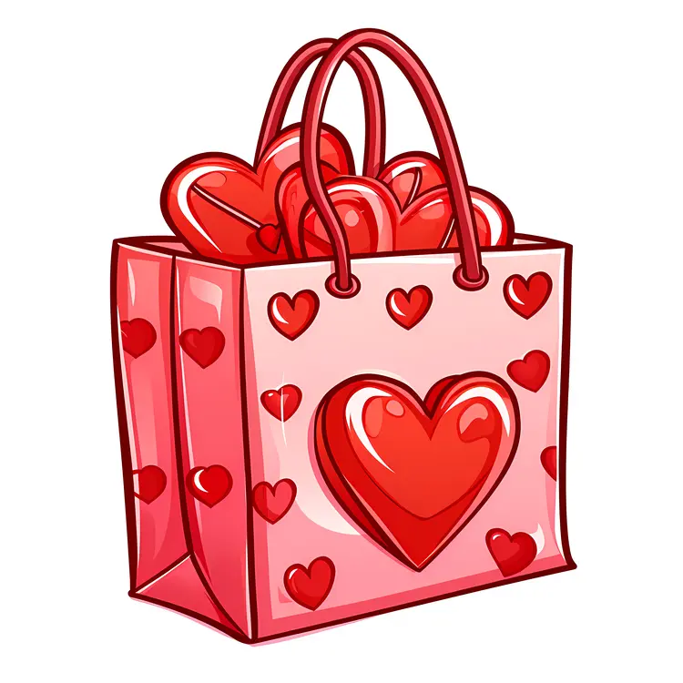Heart Gift Bag with Handles for Valentine's Day