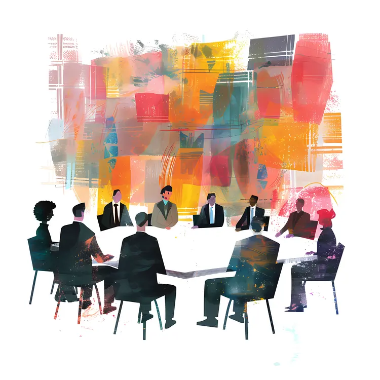 Business Meeting with Colorful Background
