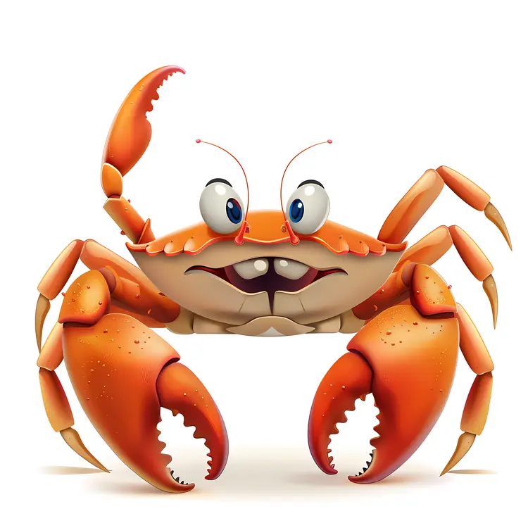 Cute Cartoon Crab with Big Claws
