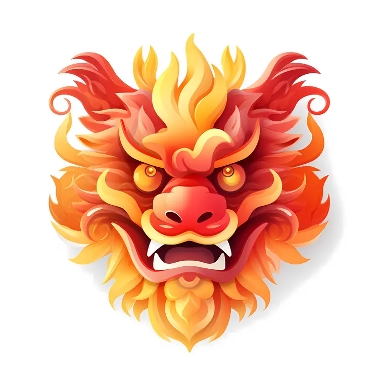 Fiery Dragon Head Illustration